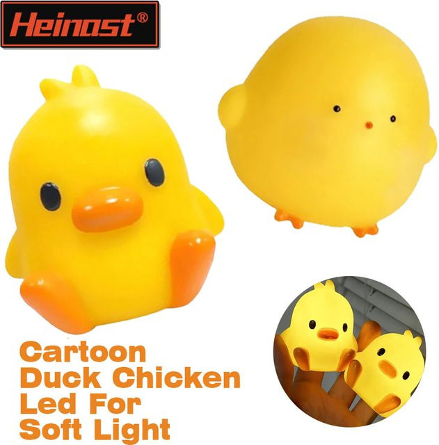 Heinast Nachtlicht Ente Huhn aus Silikon in Gelb für Kinderzimmer und Schlafzimmer - Bild 1