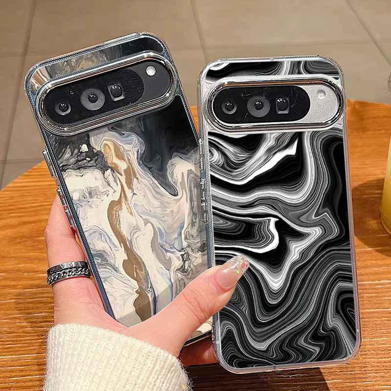 Stoßfeste TPU Handyhülle mit Marmor-Print für Google Pixel 10 9 Pro XL 8 7 Pro in Transparent/Multicolour - Bild 1