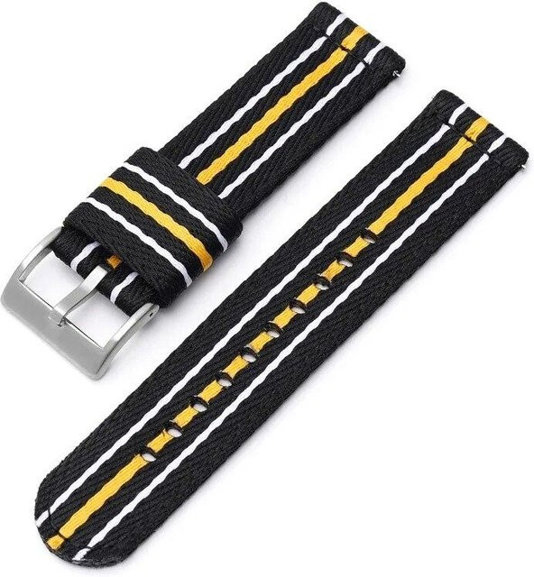 Uhrenarmband Nylon, gestreift, grau, Edelstahl-Schnalle, 22 mm, Unisex - Bild 1