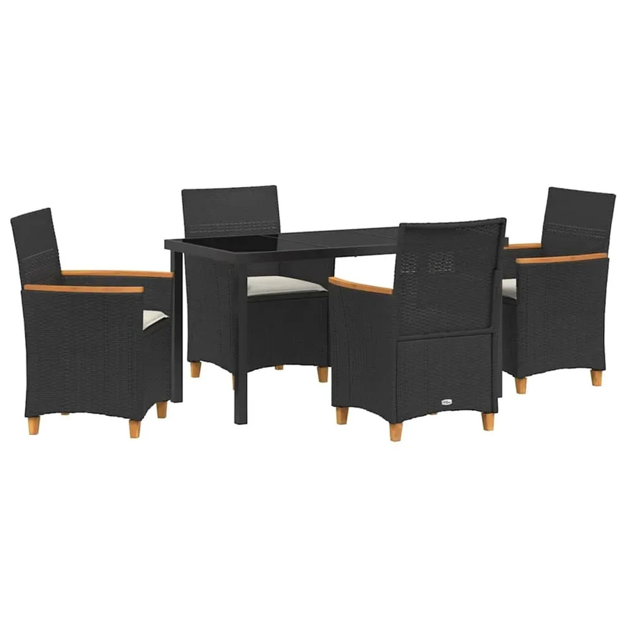 vidaXL Garten Essgruppe 5-teilig aus Poly-Rattan und Glas in Schwarz - Bild 2