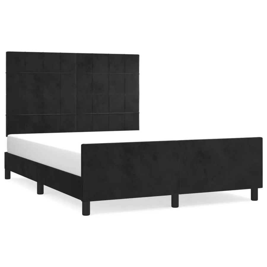 vidaXL Bettgestell aus Samt in Schwarz mit Massivholz-Elementen B/T/H: 140 x 190 x 128 cm - Bild 2