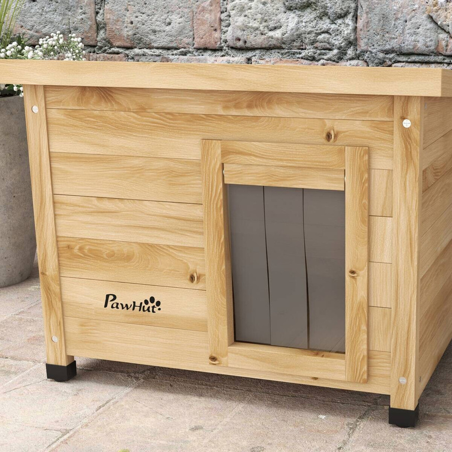 PawHut Katzenhaus aus Holz in Gelb, wetterfeste Katzenhütte mit erhöhtem Boden für den Außenbereich, B/T/H: 57 x 45 x 43 cm - Bild 3
