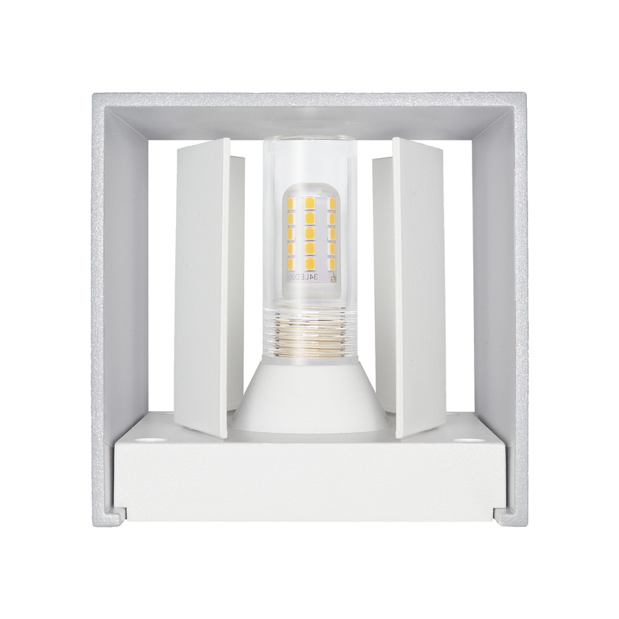 Luxvenum Wandleuchte CUBE LED Up & Down in matt Frostsilber, dimmbar und einstellbare Abstrahlung, IP54 - Bild 1