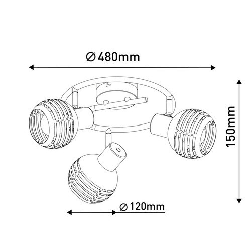 Näve Wand- und Deckenrondell Casco 3-flammiger Spot aus Metall in Schwarz, Durchmesser: 48 cm, Höhe: 6,5 cm - Bild 2