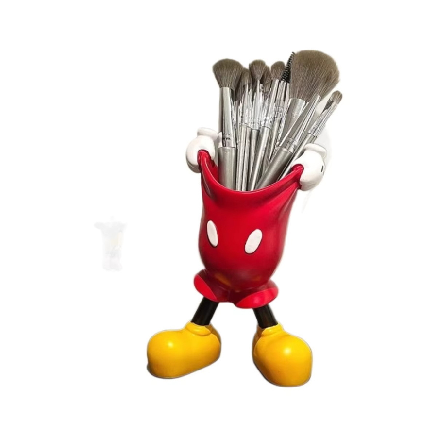 Tragbarer Stifthalter aus Kunststoff in Rot für Make-up-Pinsel und Schreibutensilien - Bild 4