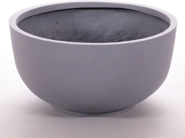 Runder Pflanzkübel aus Fiberglas von Elegant Einrichten in Grau, Durchmesser: 50 cm, Höhe: 25 cm - Bild 1