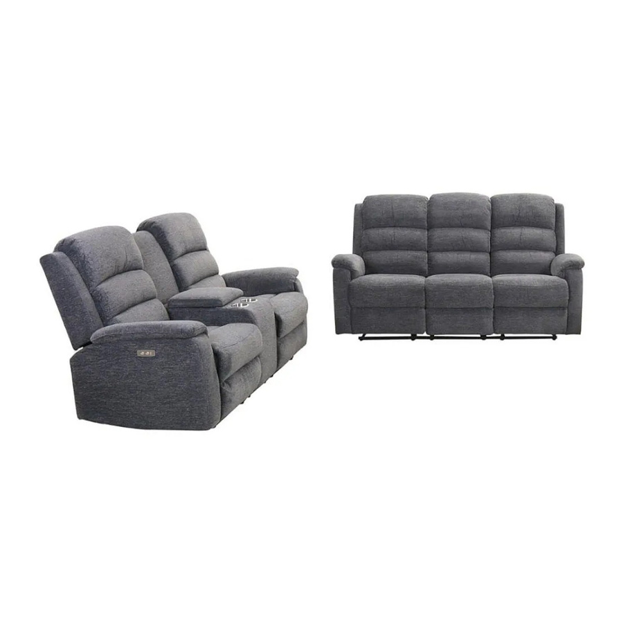 Couchgarnitur Vente-unique Nevers in Grau mit 3er und 2er Sessel, Stoff, Breite: 187 cm, Breite: 171 cm - Bild 2