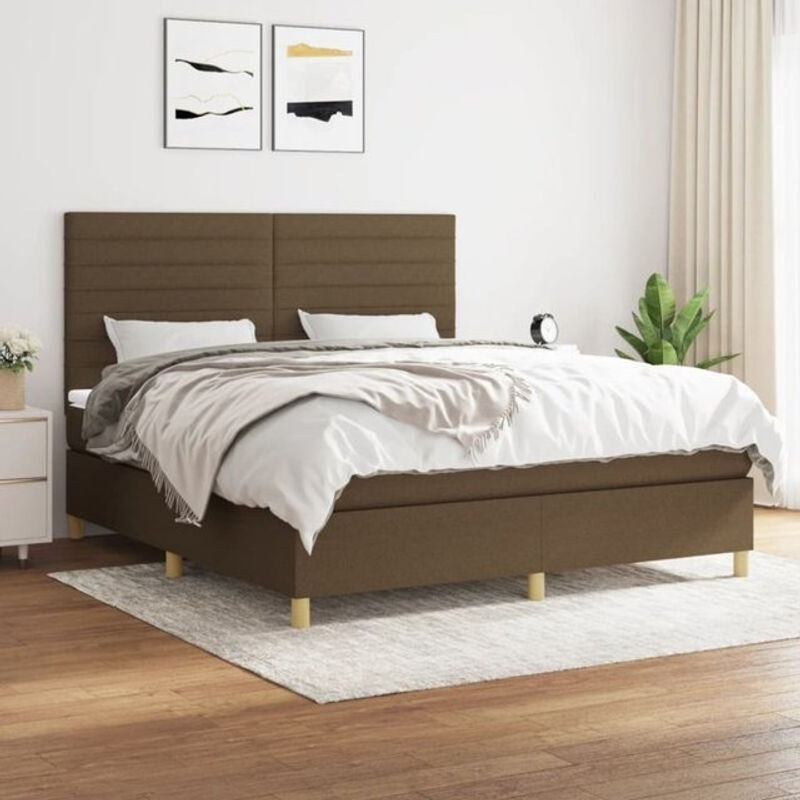 Vidaxl Boxspringbett mit Matratze in Braun und Weiß aus Stoff, B/T/H: 160 x 200 x 118 cm - Bild 1