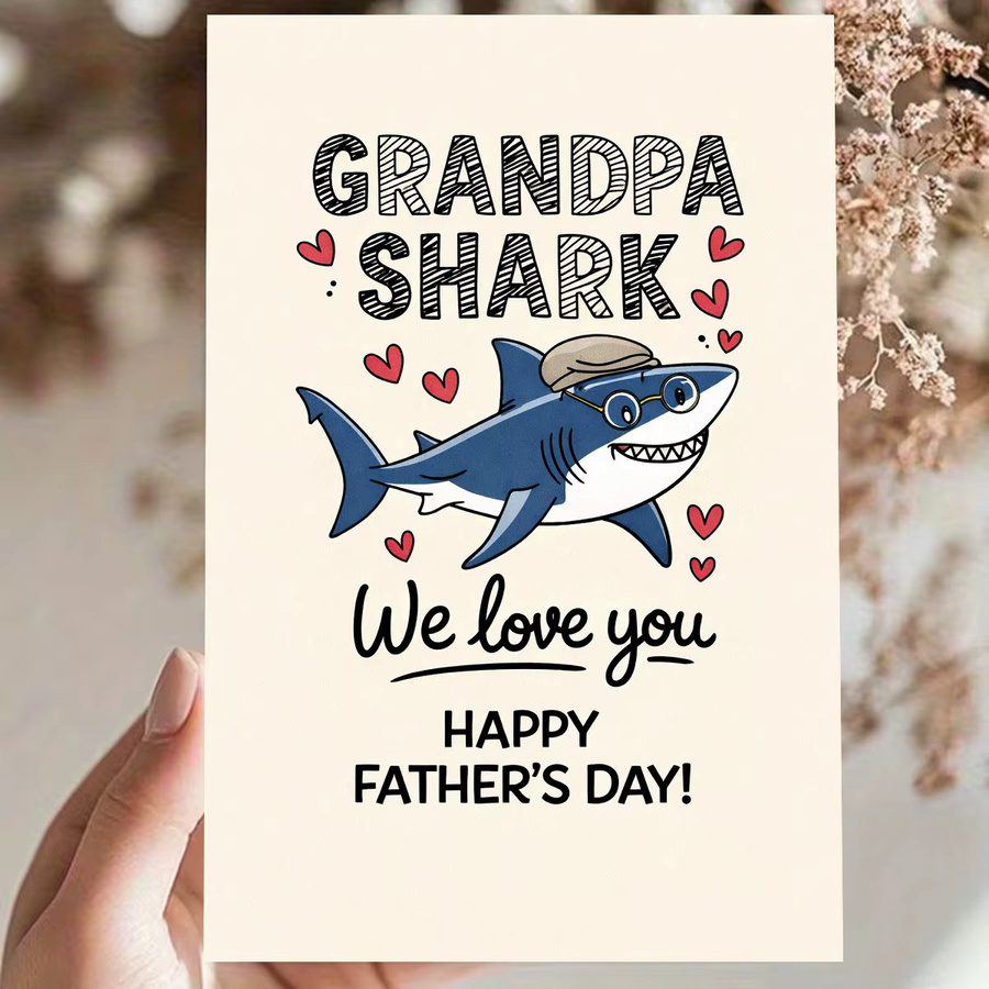 Grußkarte zum Vatertag Grandpa Shark Motiv Mehrfarbig aus Papier - Bild 5
