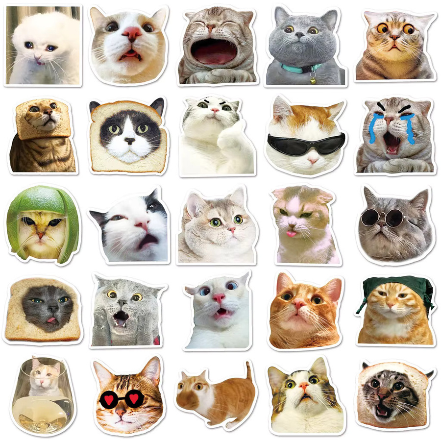 50 Stück wasserfeste Katzen-Emoji-Aufkleber in Multicolour für DIY-Dekoration von Notebook und Handyhülle - Bild 3
