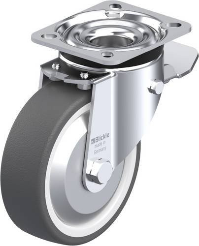 Blickle Lenkrolle LK-POTH 125G-1-ST-FA mit Feststeller in Grau und Weiß, Rad-Durchmesser: 125 mm, Tragfähigkeit: 350 kg - Bild 1