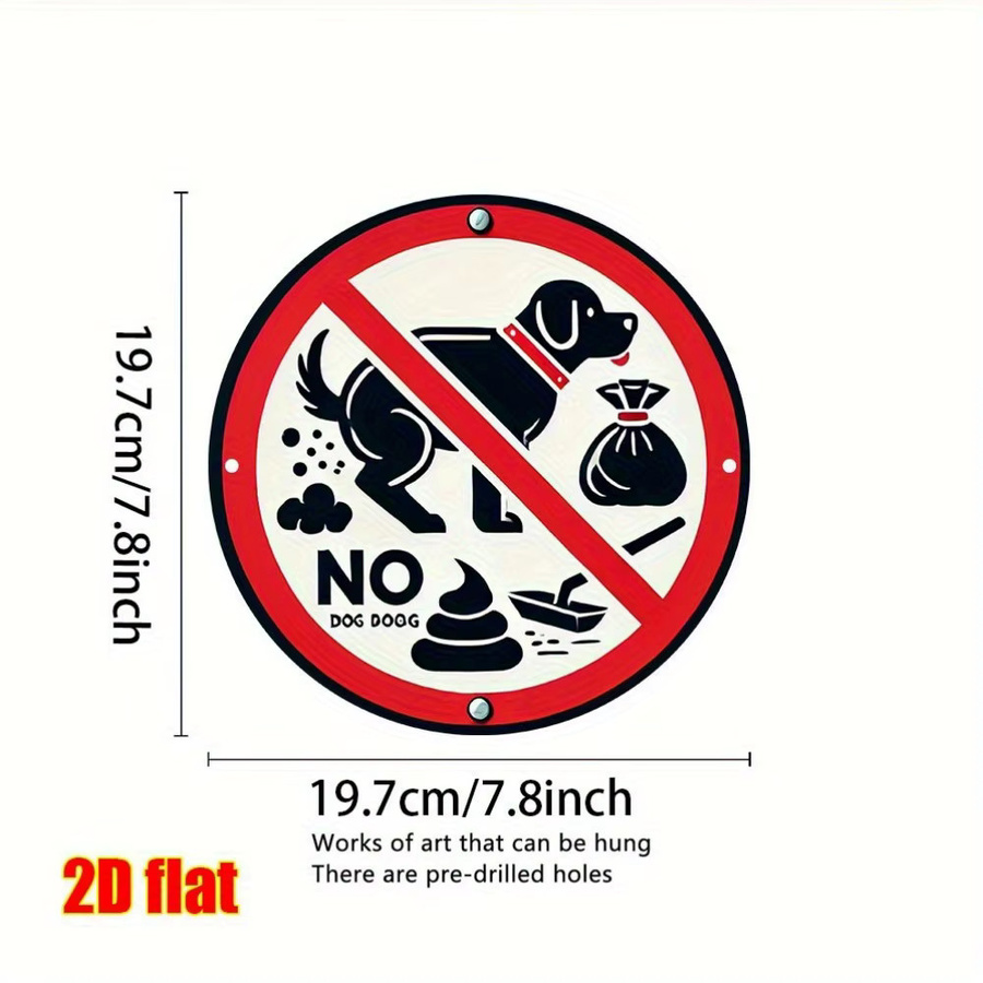 Potdemiel Vintage-Schild No Dog Poop aus Aluminium, rundes Metall-Wandschild, Durchmesser: 19,81 cm - Bild 2