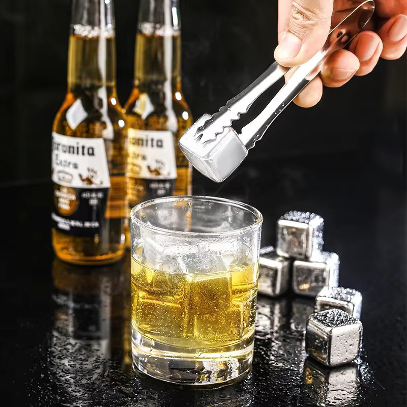 Wiederverwendbare Edelstahl-Eiswürfel aus 304er Metall in Silber, quadratisch, für eine schnelle Kühlung deiner Getränke - Bild 3