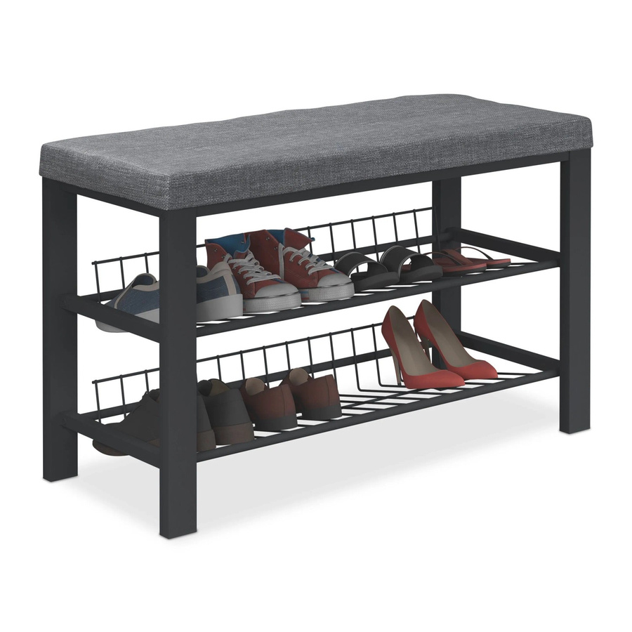 Relaxdays Schuhbank aus Metall in Dunkelgrau mit Polster, B/T/H: 82 x 50,5 x 33 cm - Bild 2