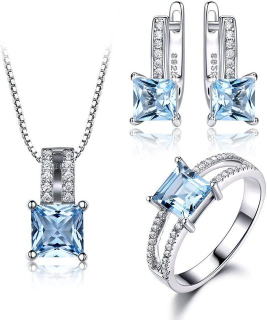 Schmuck-Set 925 Sterling Silber, Sky Blue Topas, Unisex - Bild 1
