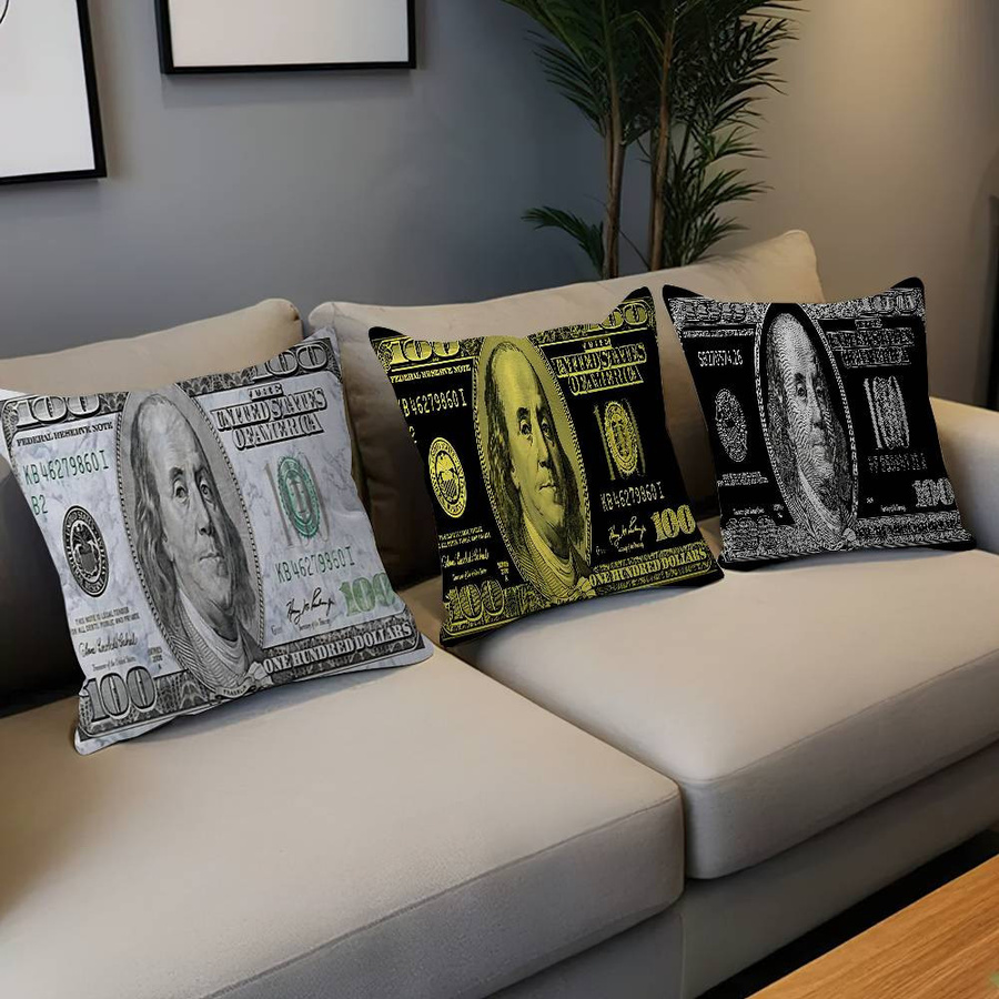 Dekorativer Kissenbezug Dollar Kunst Druck aus Polyester in Multicolor, B/B/H: 18 x 18 x 18 cm - Bild 2