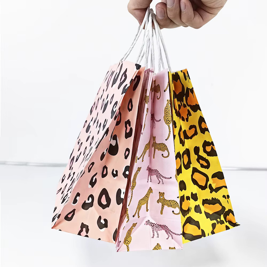 Geschenkbeutel aus Papier mit Tiermuster und Griffen für Kindergeburtstage in 6 verschiedenen Designs, Mehrfarbig - Bild 4