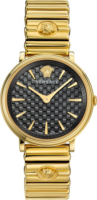 Versace Damenuhr V-Circle, Quarz, Edelstahl, Schwarz, 38 mm, 5 ATM - Bild 1