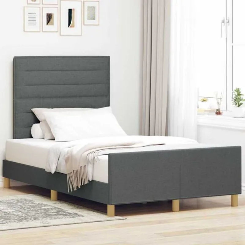 Modernes Polsterbett mit Kopfteil von vidaXL in Anthrazit Grau aus Stoff, B/T: 120 x 200 cm - Bild 1