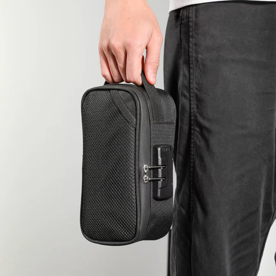 FIREDOG Geruchssichere Tasche mit Schloss und Aktivkohle-Deodorant-Funktion, Schwarz - Bild 3