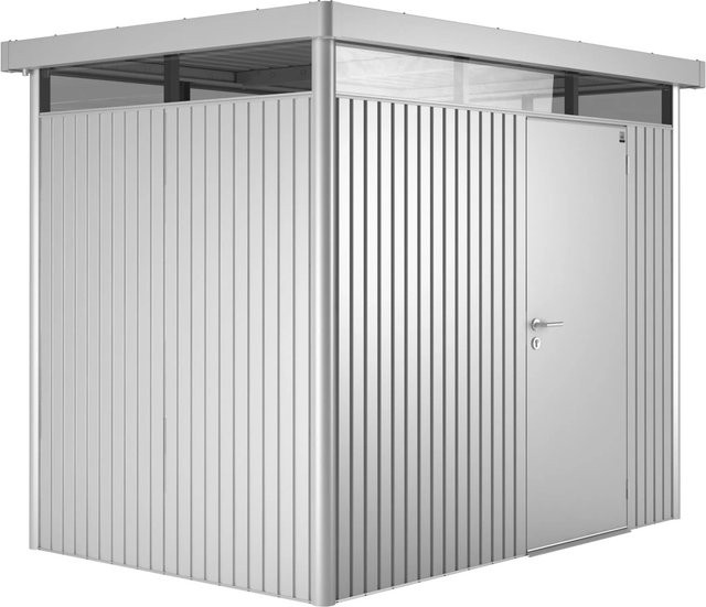 Biohort HighLine Metall-Gerätehaus mit Einzeltür und Flachdach in Silber Metallic, B/H/T: 275 x 222 x 195 cm - Bild 1