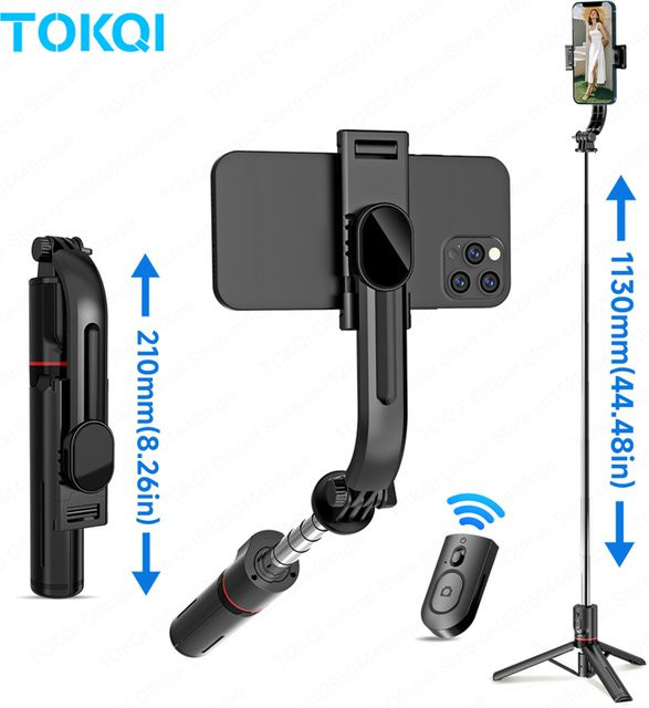 TOKQI L13 Mini-Selfie-Stick mit faltbarem Stativ und kabelloser Bluetooth-Fernbedienung für Android und iOS in Schwarz - Bild 1
