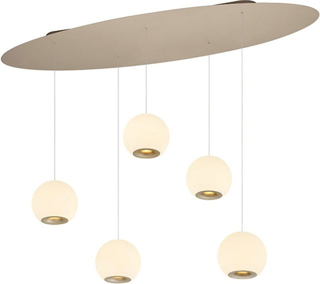 Elements by Bankamp Frieda 20758 LED-Pendelleuchte in Champagner mit dim2warm Technologie, Höhe: 180 cm, Durchmesser: 45 cm, Farbe: Gold/Messing und Weiß - Bild 1
