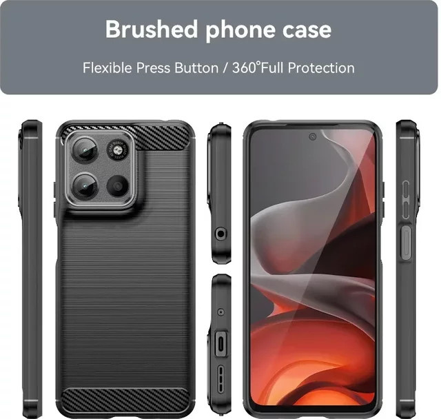 Luxus Carbon Fiber Silikon Schutzhülle für Motorola Moto G57 G67 Power G06 G86 G56 G66Y G66J Edge 70 60 S Pro Fusion Stylus in Schwarz - Bild 1