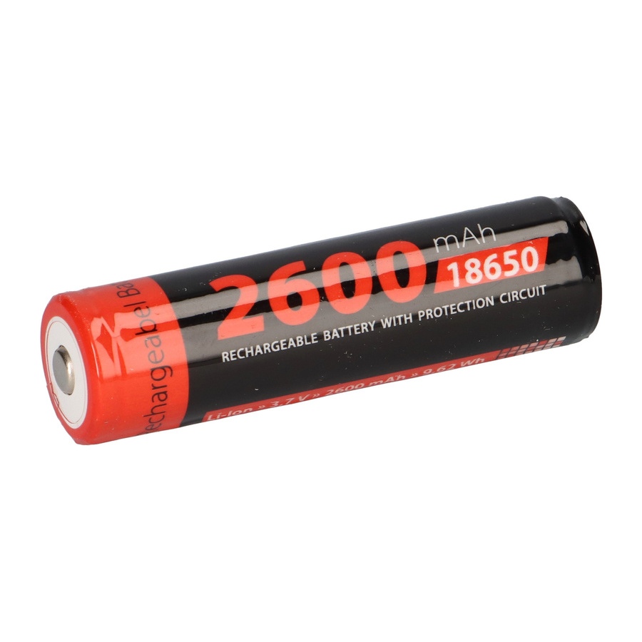 XCell Li-Ion 18650 Pro Akku mit PCB Schutzschaltung für LED Taschenlampen, 3,7V, 9,62 Wh, Rot - Bild 1