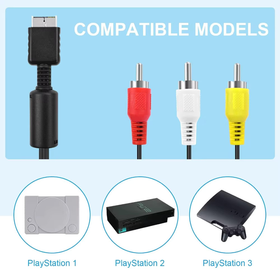 10er Set Sony AV-zu-RCA-Verbundkabel für PlayStation 2 und PlayStation 3, Multicolor, Länge: 1,83 m - Bild 5
