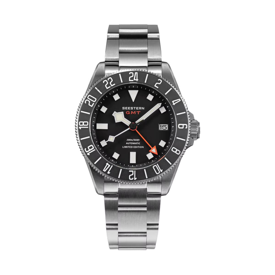SEESTERN Armbanduhr Titan, Automatik, GMT, Saphirglas, Schwarz, Herren - Bild 6