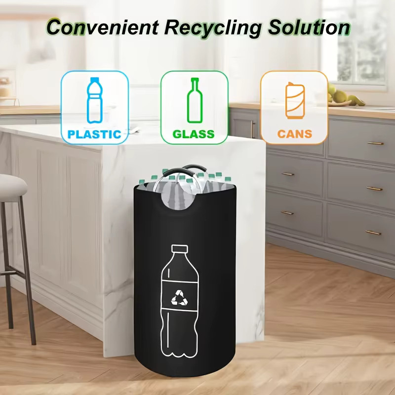 Zusammenklappbarer Recyclingbehälter in Schwarz, extra großer Mehrzweck-Aufbewahrungskorb aus Stoff, B/T/H: 38,0 x 72,0 x 1,0 cm - Bild 2