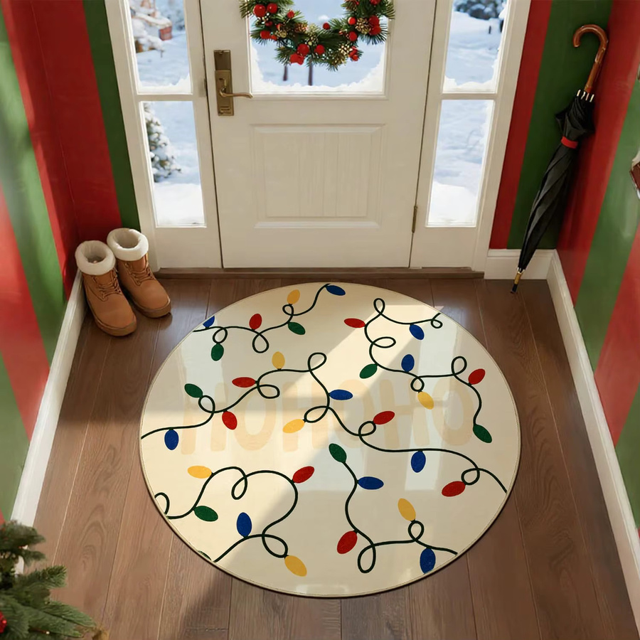 VIKAMA Runder Kristall-Samt-Teppich in Multicolour, minimalistische Bodenmatte für Wohnzimmer und Schlafzimmer, rutschfest und schmutzabweisend, Durchmesser: 80 cm - Bild 4