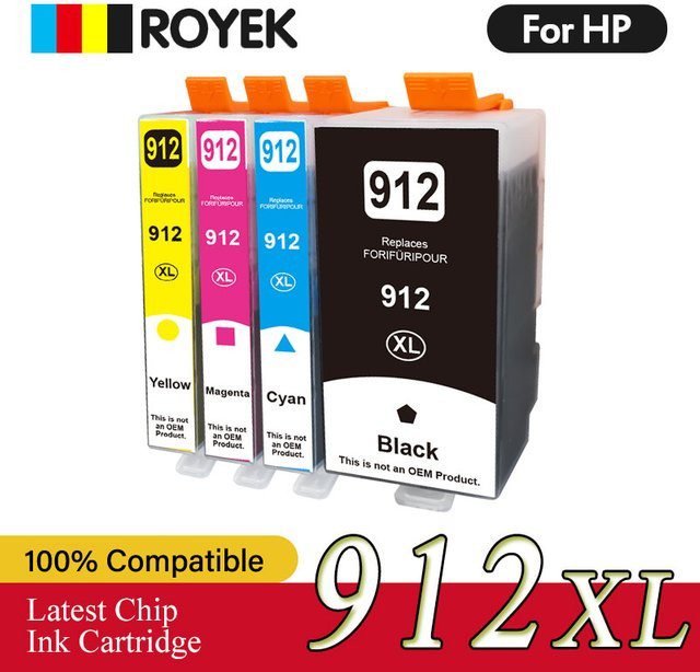Royek Tintenpatronen Set für HP 912XL 912 XL, Schwarz und Multicolor, kompatibel mit HP OfficeJet Pro 8020 8022 8023 8024 8025 8026 8028 8035 Druckern - Bild 1