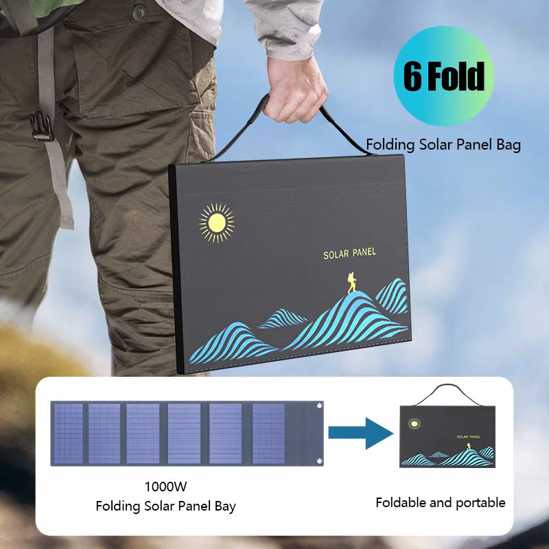 ZRGAE Solar Ladegerät 1000W 18V Tragbares Faltbares Solarpanel mit USB-A und DC Anschluss in Schwarz - Bild 5