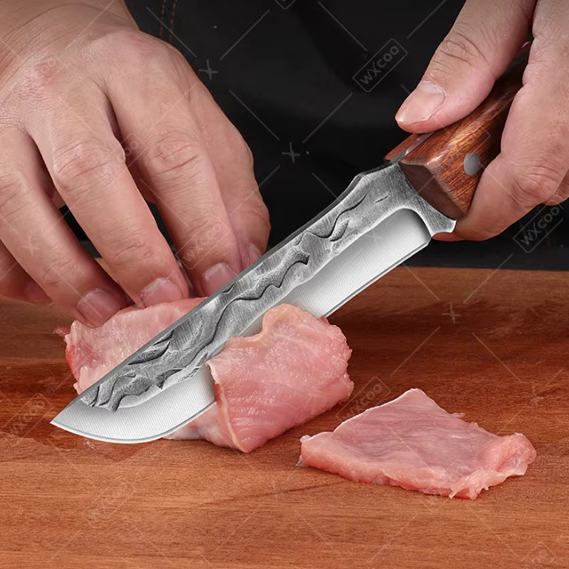 WXCOO Handgeschmiedetes Metzgermesser aus Edelstahl mit Holzgriff zum Entbeinen und Schneiden - Bild 2