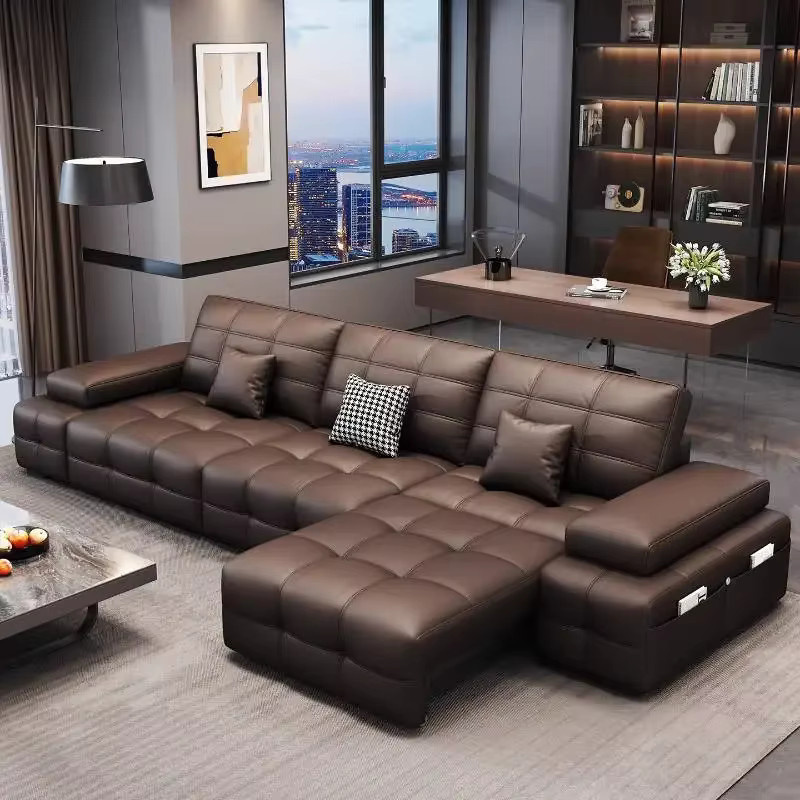 ZHIO Elektrisches Einzelsofa in Braun aus Kunstleder mit Relaxfunktion und passenden Kissen im modernen Design - Bild 2