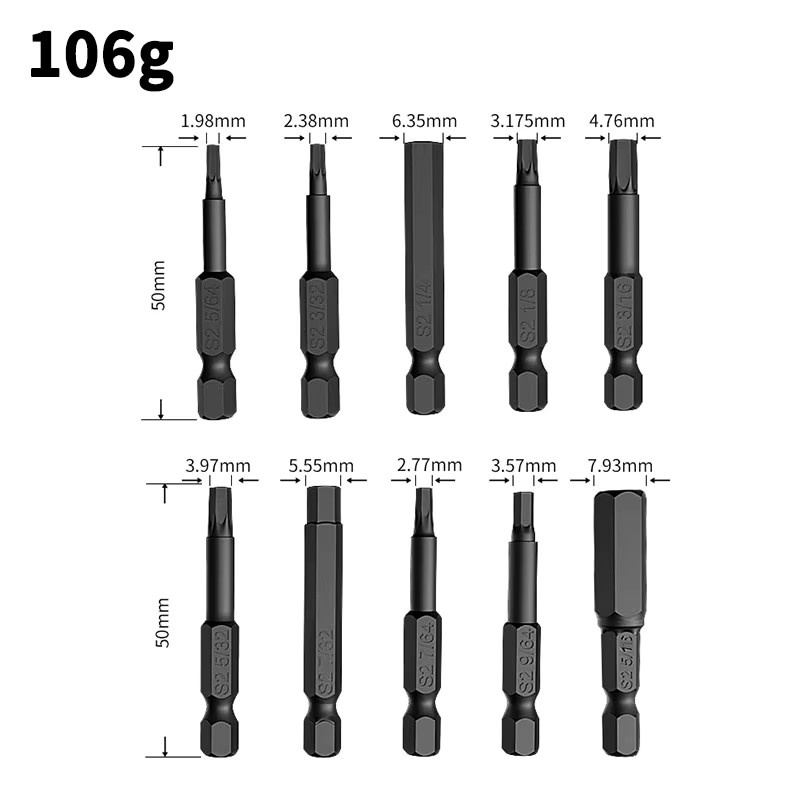 Imperial 10-teiliges Magnetisches Schraubendreher-Bit-Set aus S2-Legierungsstahl in Schwarz mit 1/4 Zoll Sechskantgriff - Bild 2