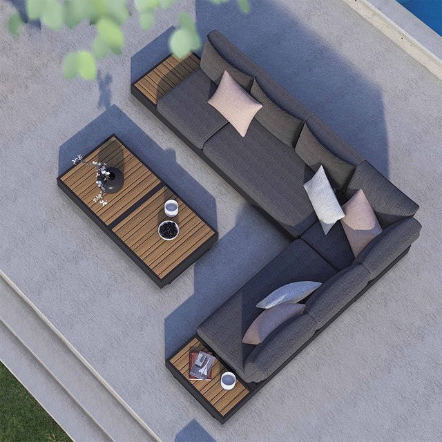 Zebra Cubo Neo 7-teiliges Loungeset aus Aluminium in Graphit mit wasserdichten Kissen in Sutton Grey - Bild 1