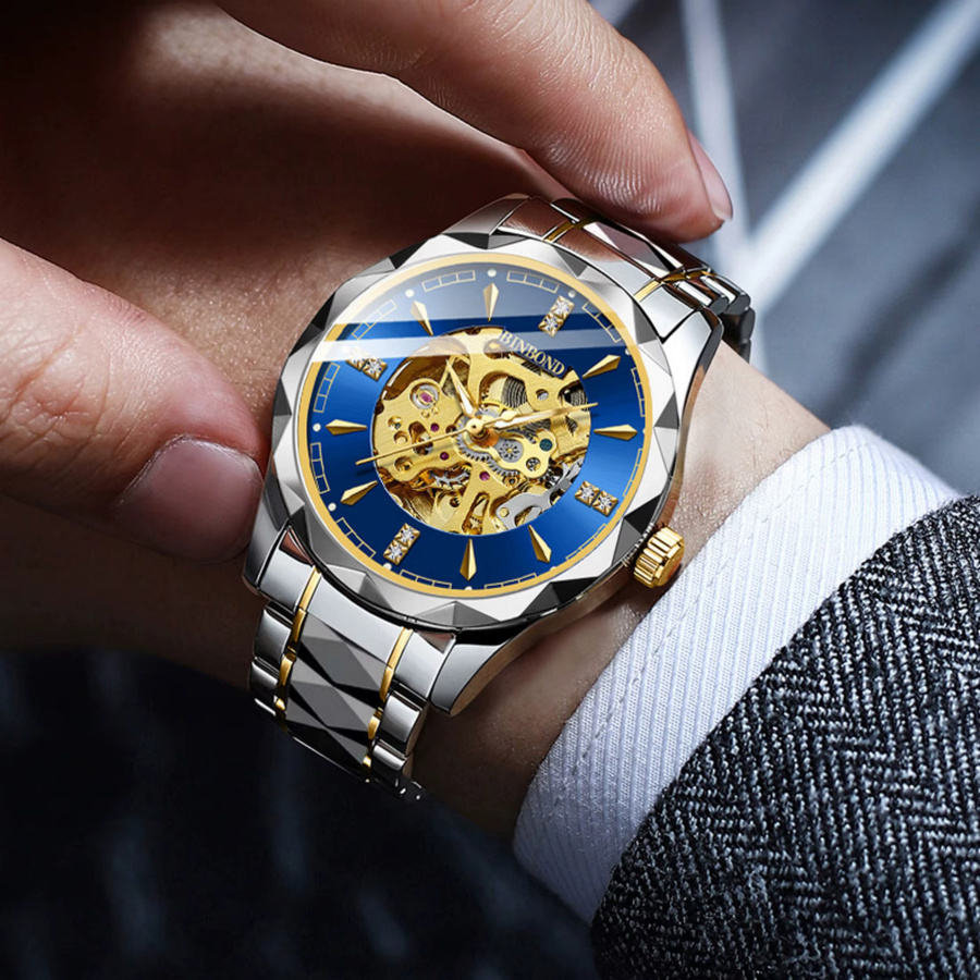 BINBOND Armbanduhr, Automatik, Edelstahl, Blau, Herren - Bild 3