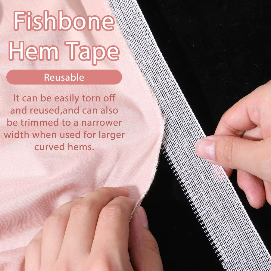 Weißes Fischgräten-Saumband aus Polyester für Chiffonstoffe und DIY-Projekte - Bild 5