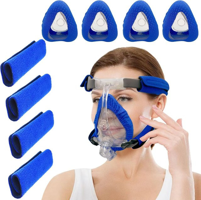 SUOLAER CPAP-Masken-Einlagen und Riemenabdeckungen, 4er-Pack, Blau - Bild 1