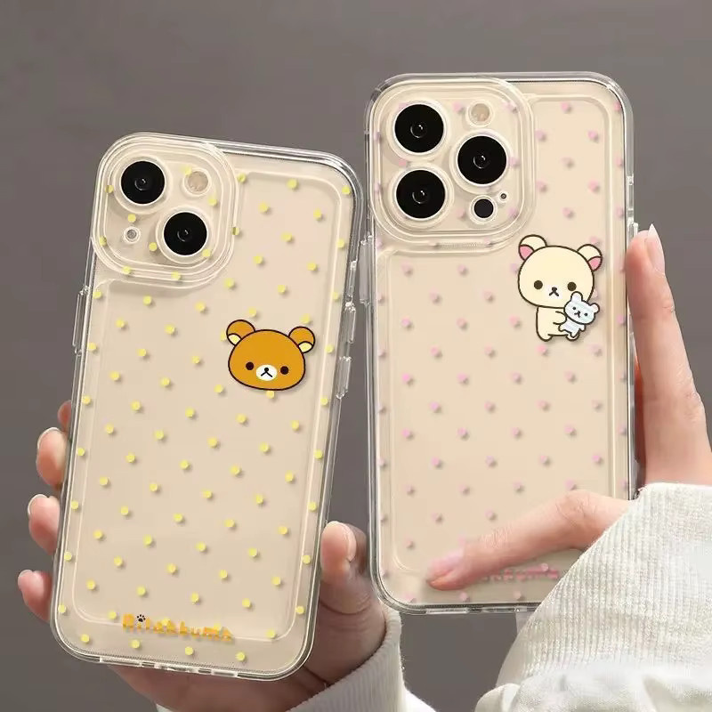 Potdemiel Handyhülle Cartoon Wellenpunkt Easy Bear Paar für iPhone 16 15 14 13 12 11 Pro Max Air XS XR 7 8 Plus Mini - Bild 2