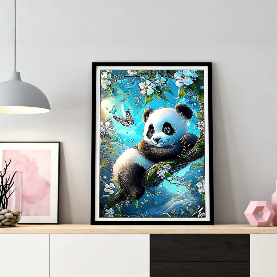 HUACAN Diamant-Malerei 5D Set mit Panda und Schmetterling, Mehrfarbig, B/H: 30,0 x 20,0 cm - Bild 2