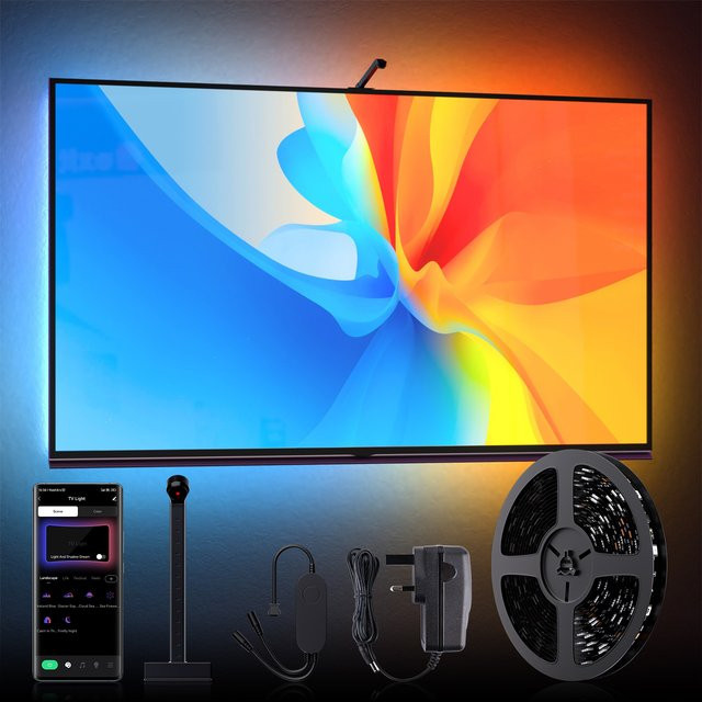 Lumtang Smart Ambient TV Hintergrundbeleuchtung mit Kamera, RGB LED Streifen Licht zur Bildsynchronisation, Multicolour - Bild 1