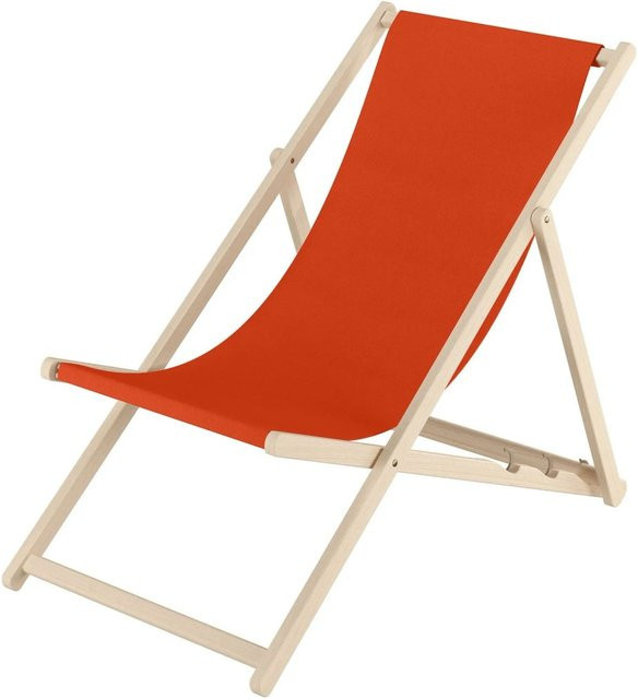 Erst-Holz Gartenliege aus Buche mit Armlehnen in Terracotta Orange - Bild 1