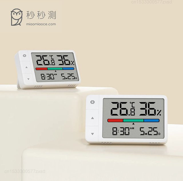 MiaoMiaoCe Digitales Thermometer und Hygrometer als multifunktionale Wetterstation und elektronische Uhr in Weiß - Bild 1