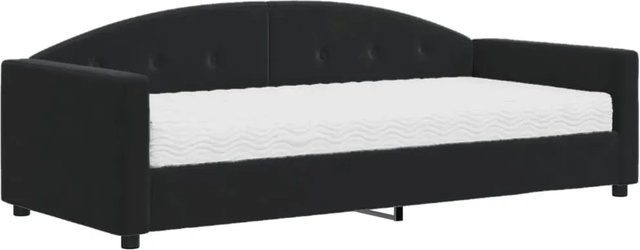 vidaXL Tagesbett mit Matratze in Schwarz aus Samt und Schaumstoff mit Armlehnen - Bild 1