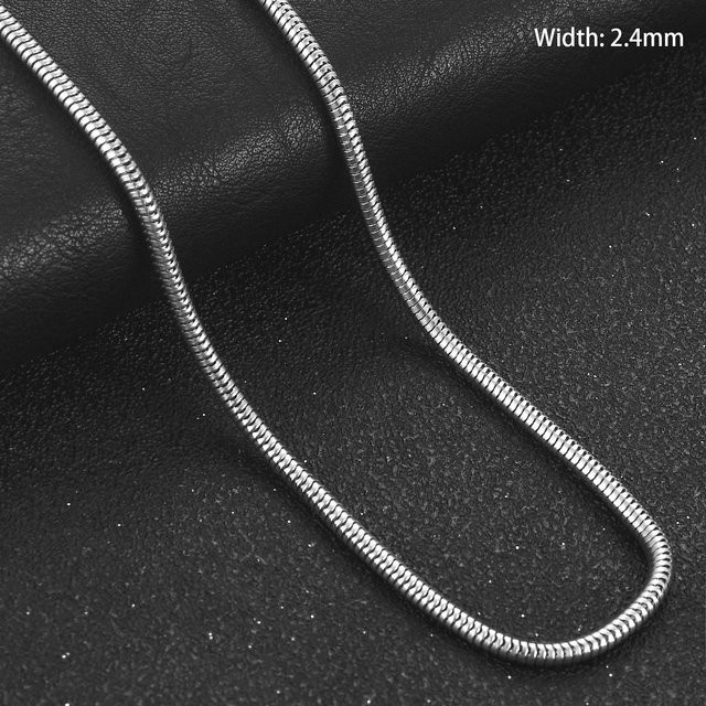 Halskette Edelstahl, Silber, Schlangenknochen, 50 cm, Unisex - Bild 1