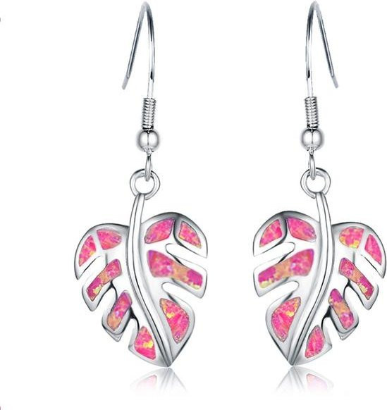 YIRAN Jewelry Ohrringe, Regenbogen Blatt Tropfen, Feuer Opal, Damen - Bild 1